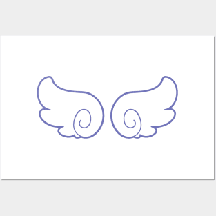 White and Blue Anime Wings Posters and Art